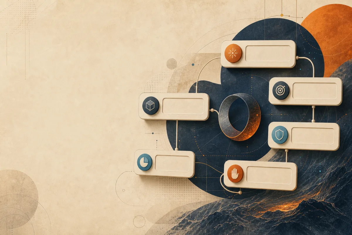 Abstract reusable AI loop specification blueprint with connected fields